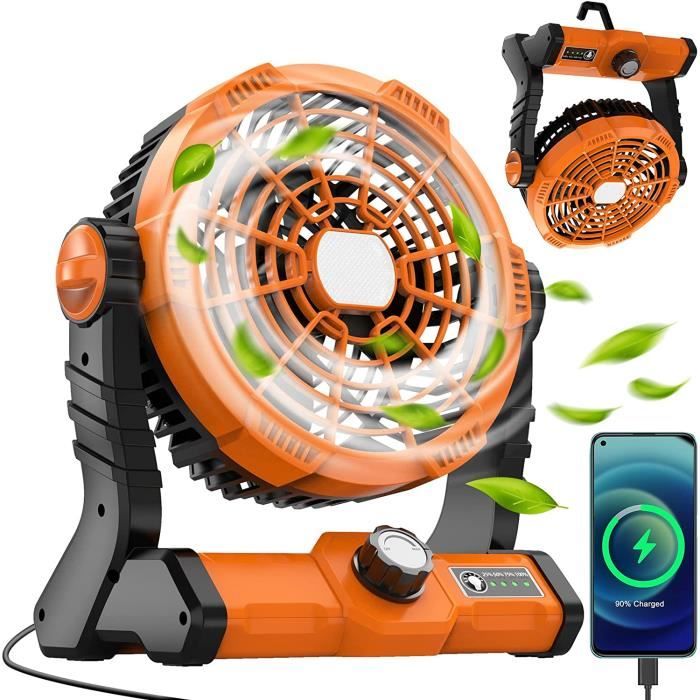 Ventilateur de camping portable rechargeable par USB 20000mAh avec