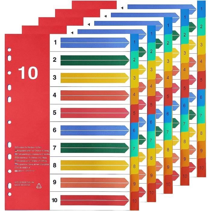Gadpiparty 5 Ensembles Intercalaires Colorés Avec Onglets Pour Classer