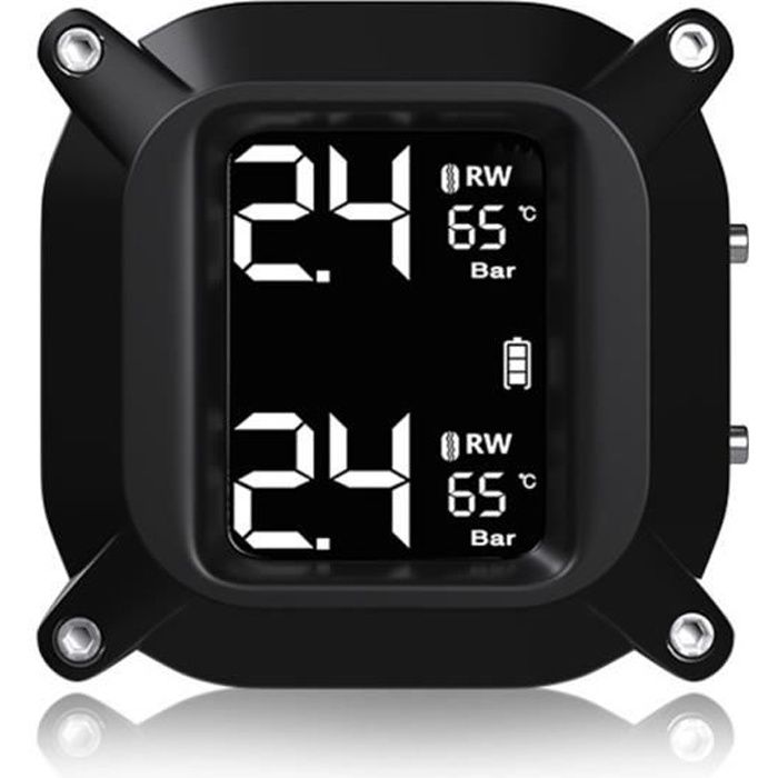TPMS Système de pression des pneus de moto étanche sans fil avec 2 capteurs externes 