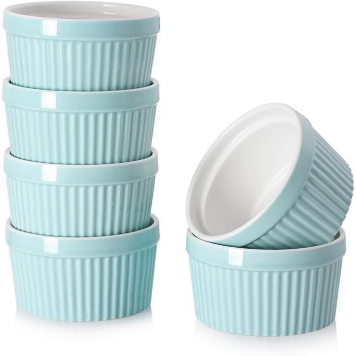 8 Ramequins En Porcelaine 120 Ml - 7,5 X 7,5 X 4,5 Cm - Pour Friteuse à Air, Four, Micro-ondes - Vert - Empilables