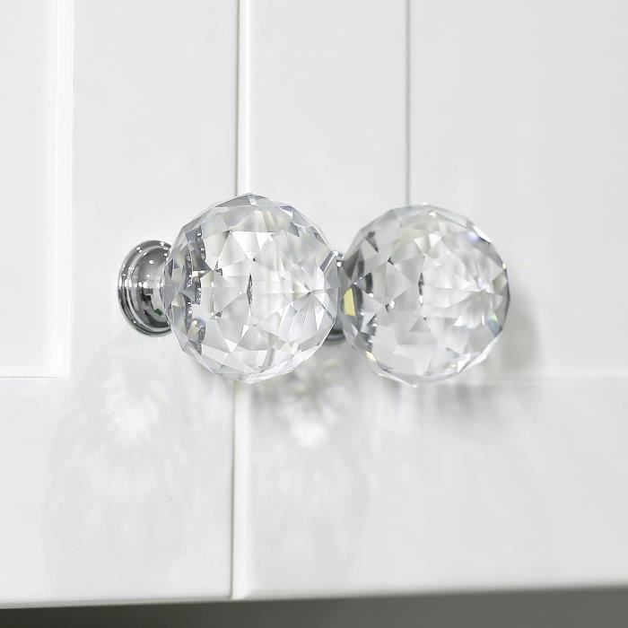 10 Pièces Boutons De Porte En Cristal, Boutons De Tiroir Transparents