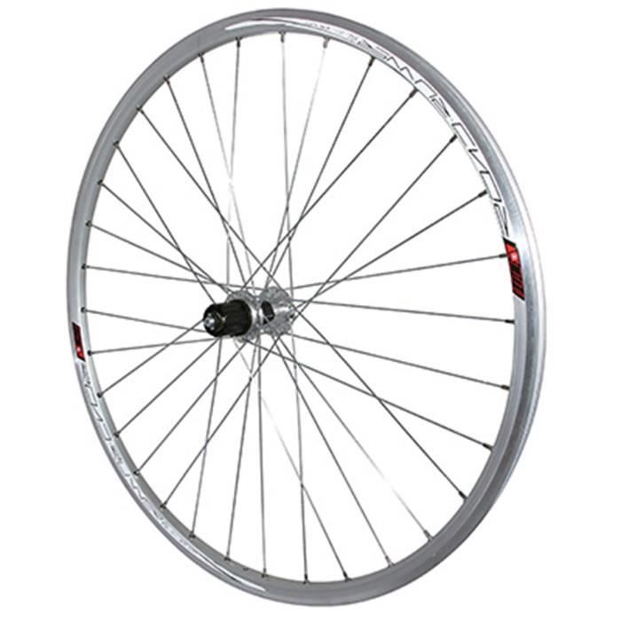 Roue route 700 Road Runner arrière argent moyeu alu pour cassette Shimano-Sram 10-9-8V - Velox