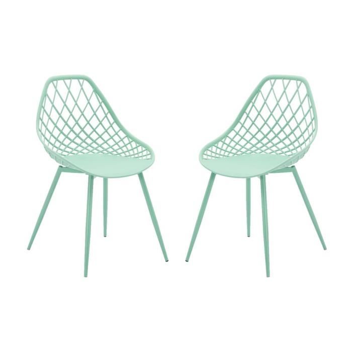 chaises de jardin en polypropylène avec pieds en métal - vert amande - malaga de mylia