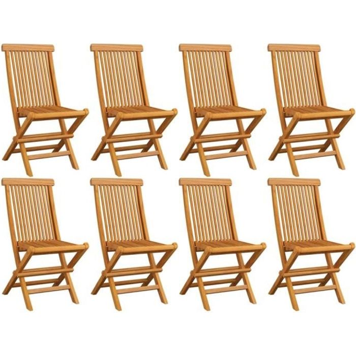 vidaXL Chaises pliables jardin 8 pcs Teck massif - vue 3