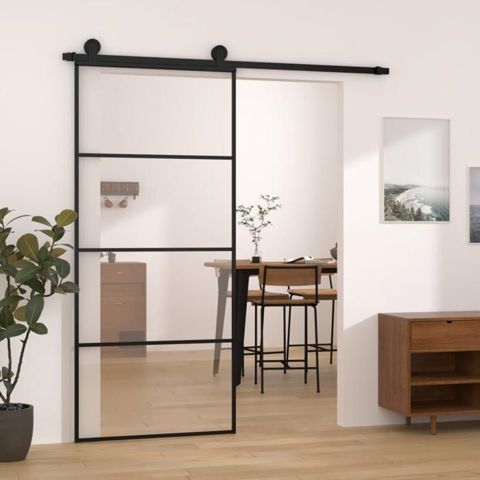 VidaXL Porte coulissante ESG 90x205 cm Verre aluminium