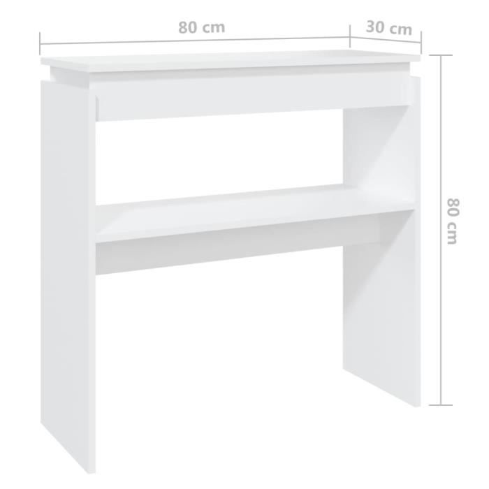 Table console - VINGVO - Blanc - 80x30x80 cm - Aggloméré - Design contemporain