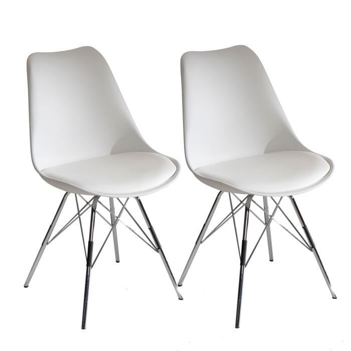 wohnling ensemble de 2 chaises de salle à manger plastique chaises cuisine blanc