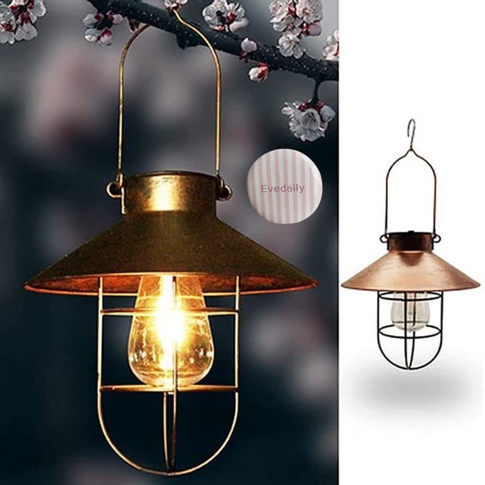 Lanterne Solaire Vintage Turquoise Suspendue IP65 - Lampe Jardin Extérieur LED 15 Lumens, Balcon, Terrasse, Cour, Décoration Romantique