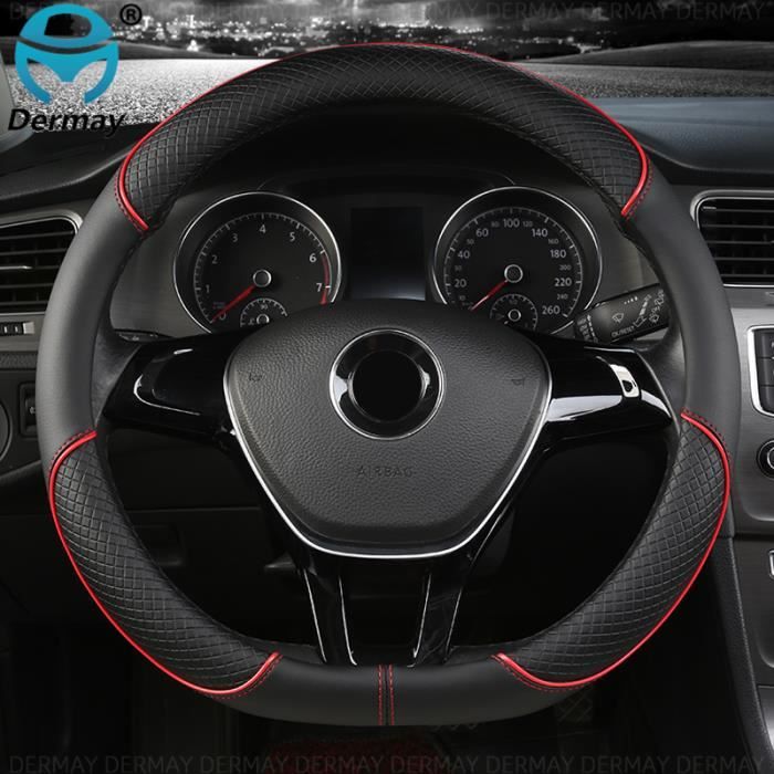 Housse De Volant En Cuir Pour VW Tiguan R-Line 2019-2023 - Noire, Forme D - Antidérapante, Respirante, Protection Contre L'usure