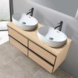 LuxuryBain - Meuble de salle de bain double vasque 120cm chêne clair avec miroir led-1