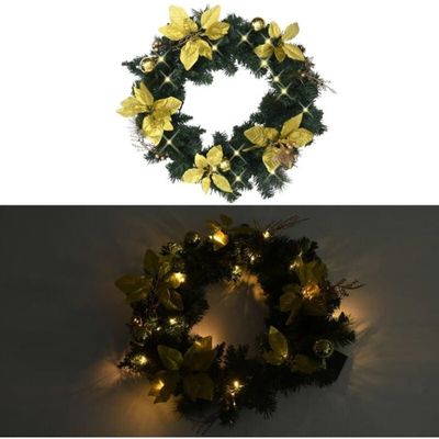 Couronne De L'Avent à Suspendre 30 Cm - Décoration Noël Avec 5 Pendentifs Cristal Acrylique (Flocons, Stalactites, Étoiles)