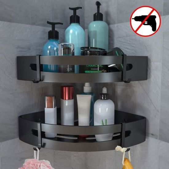 Organisateur De Douche D'angle Avec Ventouses - Étagère De Salle De Bain Drainante Et Multi-usage Pour Maison, Appartement Ou Hôtel