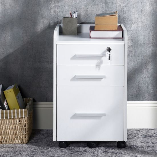 Caisson Rangement Bureau HOMCOM - 4 Tiroirs Sur Roulettes Blanc (MDF)