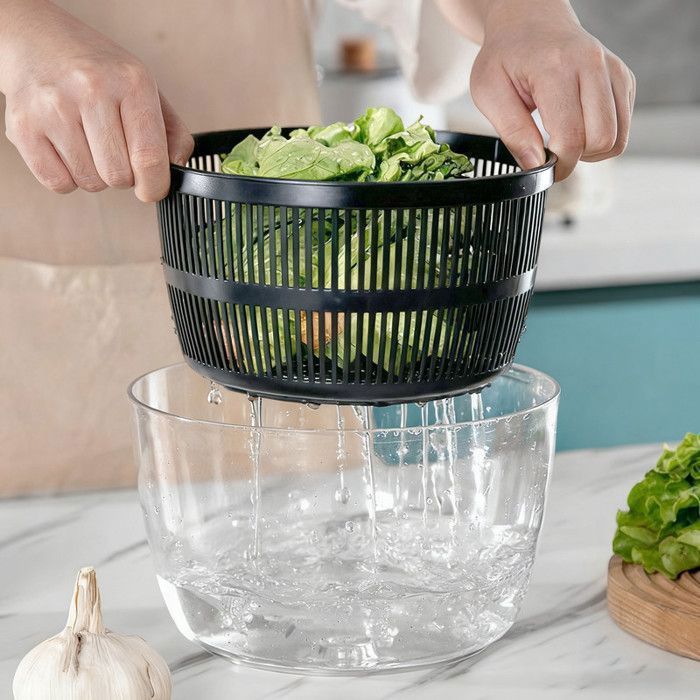 Essoreuse à Salade 5L Acier Inoxydable DEECOZY - Grande Capacité, Manivelle, Antidérapante, Sans BPA, Lave-Vaisselle OK