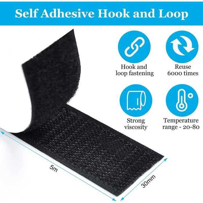 Scratch Autocollant Double Face - 50Mm X 5M Blanc - Belcro Adhésif Puissant - Ruban Bande