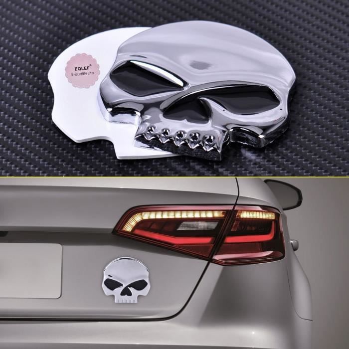 EQLEF® 3D Skull Auto & Autres véhicules Métal Stickers emblème de