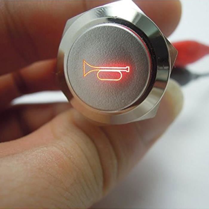 Interrupteur Bouton Poussoir 19mm ETOPARTS - LED Rouge 12V Pour Voiture