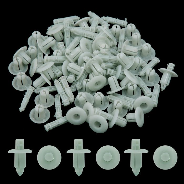 Lot De 50 Rivets Plastique Blanc 7mm - Agrafes Aile Fixation Auto, Camion, Caravane
