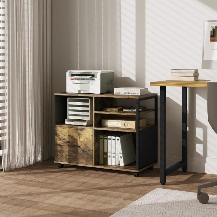 WOLTU Caisson Bureau Sur Roulettes Blanc 40x30x35cm - Support Imprimante Mobile Avec 3 Compartiments
