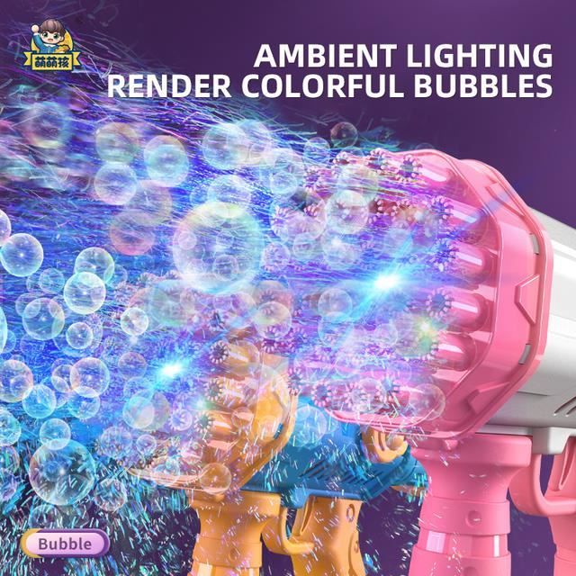 Pistolet à Bulles électrique Avec LED – Machine à Bulles Automatique 90 Ml, Réservoir + 2 Flacons Concentrés, Pour Enfants Dès 3 Ans, Intérieur/extérieur, Fête Et Jeu En Plein Air