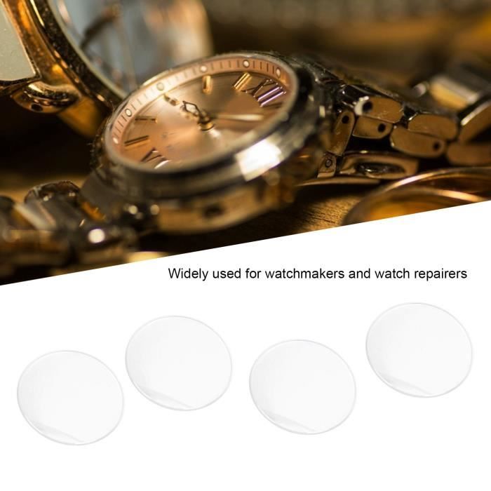 Zerone Verre bombe simple 4 pieces de rechange en verre de montre en verre saphir 32 mm 33 5 mm Achat vente outils d horloger Blanc Cdiscount