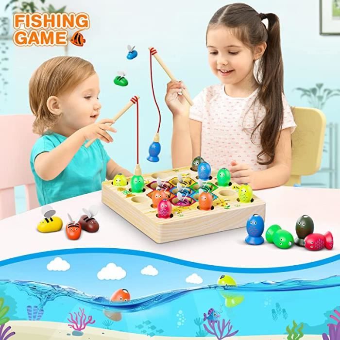 Jouet de jeu de pêche en bois magnétique pour les tout-petits