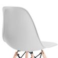 Chaise style scandinave SPRINGOS - Gris - 46 x 82 cm - Assise moulée - Pieds en bois-2