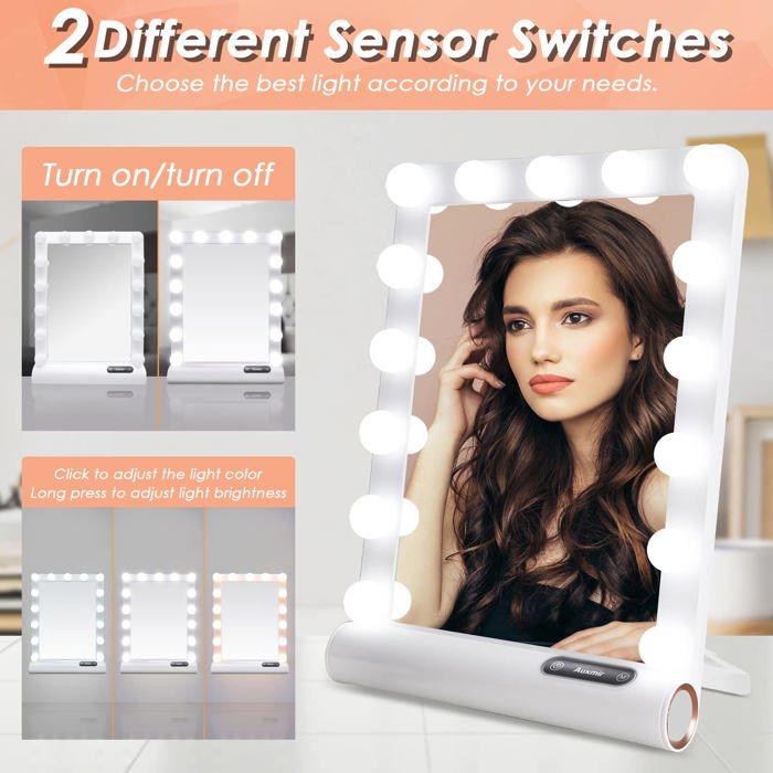 Miroir de maquillage avec lumière LED rechargeable pliable Miroir de maquillage avec lumière LED rechargeable pliable