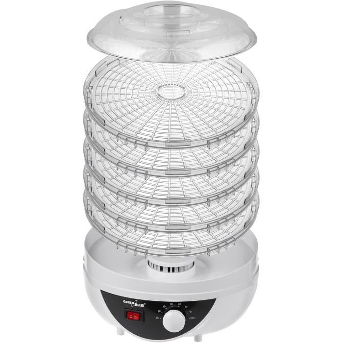 Déshydrateur Alimentaire GreenBlue GB195 - 5 Plateaux, 250W, Température Réglable 35-70°C