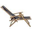 Chaise de relaxation en bambou et tissu gris foncé - 64 x 89 x (71-94) cm-3