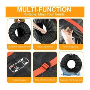 4 Housses De Protection Pour Pneus De Camping-car - Noir - Polyester 190T - Lot