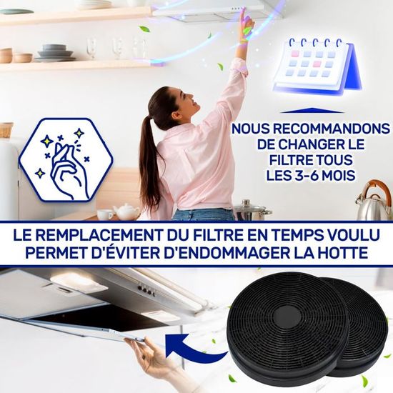 Vhbw 2x Filtres à Charbon Actif Compatible Avec Klarstein Alina, Alina 90, Aurica 60, Aurica 90, Balzac Silent 90, Down Under Hotte Aspirante - 17,5 Cm