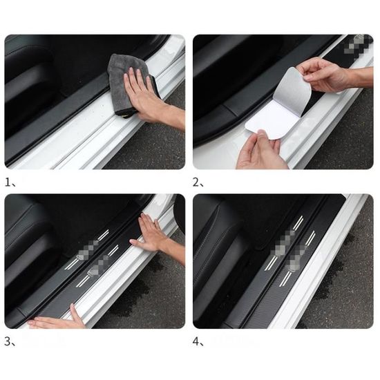 4 Protège-Seuils De Porte En Fibre De Carbone Auto-Adhésifs - Pour Ford KA - Anti-Rayures