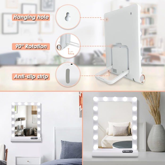 Trousse de aquillage avec iroir et luière,Avec iroir LED,Étanche,Réglable en luinosité,Avec Trousse de aquillage avec iroir et luière,Avec iroir LED,Étanche,Réglable en luinosité,Avec