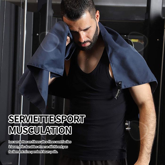 NABAIJI Serviette En Microfibre XXL Bicolore - Pour Voyage, Sport, Natation - Séchage Rapide - En Microfibre Légère - Pour Plage, Gymnastique - 110 Cm X 175 Cm (Bleu