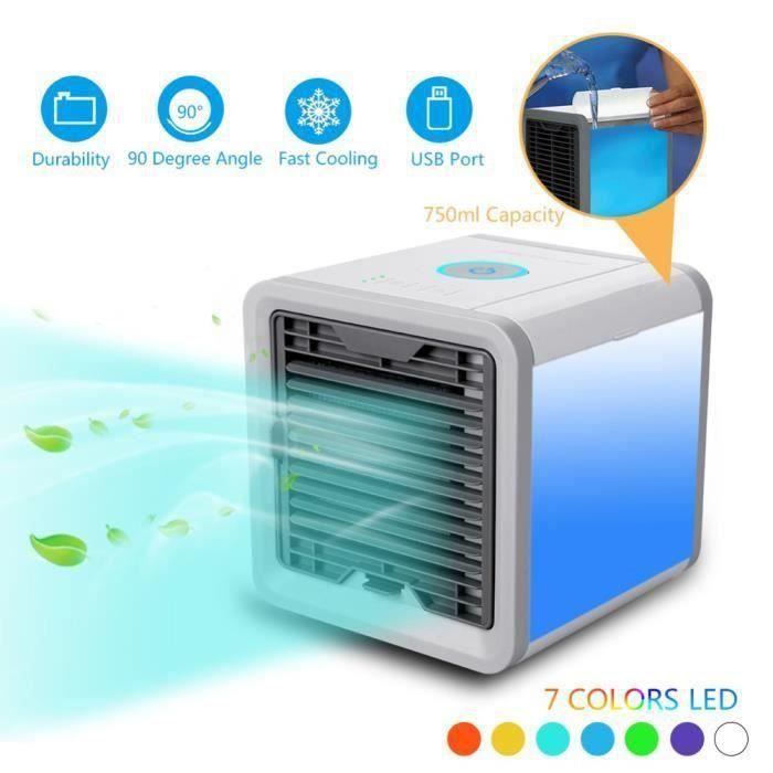 Mini Climatiseur Portable 4-en-1 - Ventilateur, Humidificateur, Veilleuse - Réservoir 700 Ml, USB, 3 Vitesses