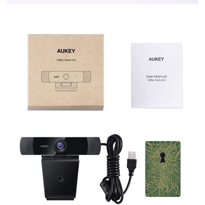 Webcam Full HD 1080p Aukey Noir Microphone stéréo intégré