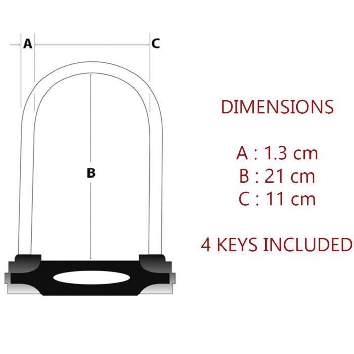 Antivol U Master Lock 8195 – Double Verrouillage, Anse 28 Cm – Certification Or, Noir
