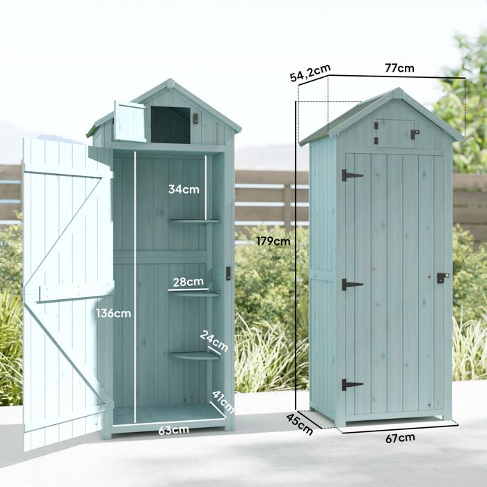 Armoire De Rangement Extérieur Outsunny - 3 Étagères, 2 Portes - 77x54x179 Cm - Gris