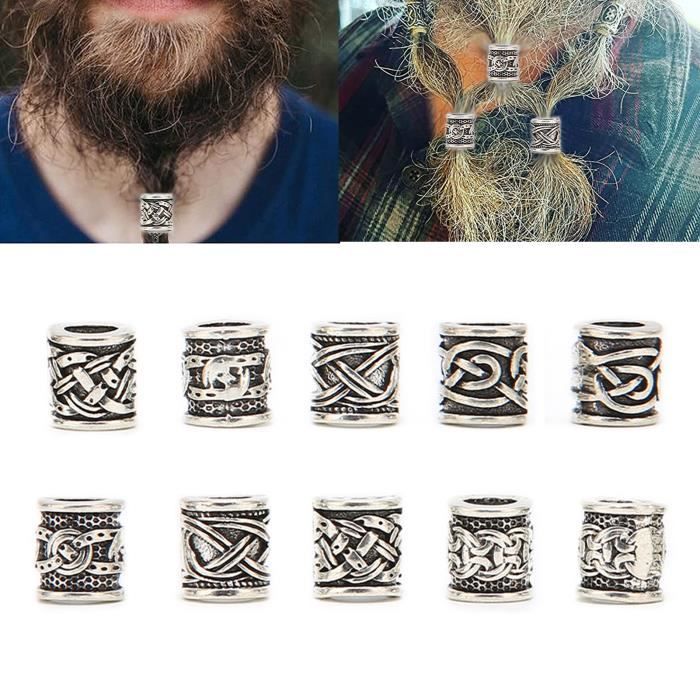 24 Perles Pour Barbe Et Cheveux - Marteau De Thor Viking - En Bronze - Bijoux Barbière