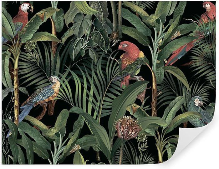 Papier Peint Jungle 350x256cm style 3D Jungle Tropiques Palmiers ...