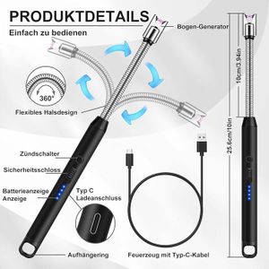 Allumeur à Arc Électrique USB Rechargeable Avec LED - RbL699 Pour Barbecue, Cuisine, Camping