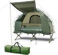 GOPLUS 5-en-1 Lit de Camping 1 Adulte, Tente Pliante avec Auvent, Tente Surélevée avec Matelas Oreiller Pneumatique,Sac de Couchage-0