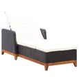 Chaise longue canapé-lit pour Jardin&Patio - Résine tressée+bois d'acacia massif - Hauteur Réglable - Noir et Crème-0