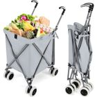 Chariot de Courses Pliable COSTWAY-90 L-Freinage et Direction à 360°-Sac Oxford-Imperméable-Cadre en Acier-Capacité de 54kg-Gris