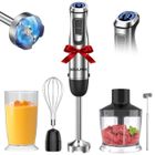 BRILLSTEN Mixeur Plongeant, 1500W, 12 vitesses et mode turbo, Lames en acier inoxydable 304, Comprend tasse à mesurer, tasse hachoir et fouet