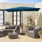 SWEEEK Parasol droit rectangulaire 2x3m - Touquet Bleu canard - mât central en aluminium orientable et manivelle d'ouverture