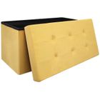 HOME DECO FACTORY Coffre banc pouf de rangement pliable 76,5x37,5x37,5 cm en tissu Jaune