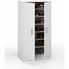 DMORA Armoire à usages multiples Corona, Armoire auxiliaire à 2 portes, Meuble à chaussures bas avec 6 étagères, 55x36h108 cm, Blanc