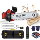 SLEEPLESS TONIGHT Tronçonneuse électrique sans fil - 1500W - 12 Pouces - 2 chaînes en acier trempé - 3000mAh - Sans balais